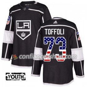 Adidas Maillot de Hockey Los Angeles Kings Tyler Toffoli 73 2017-2018 Noir USA Flag Fashion Authentic - Homme